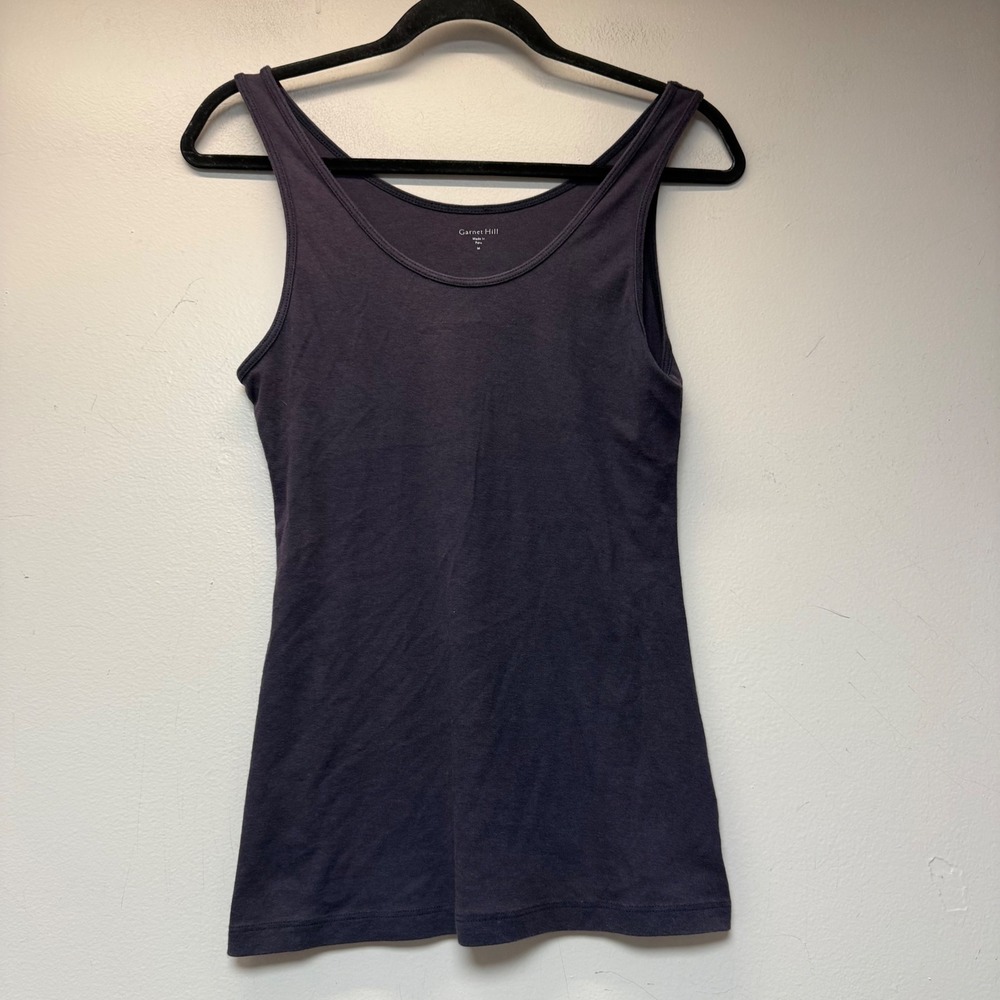 Garnet Hill Tank Top Womens‎ Medium Navy Blue Excellent Pima Cotton Tencel Modal
